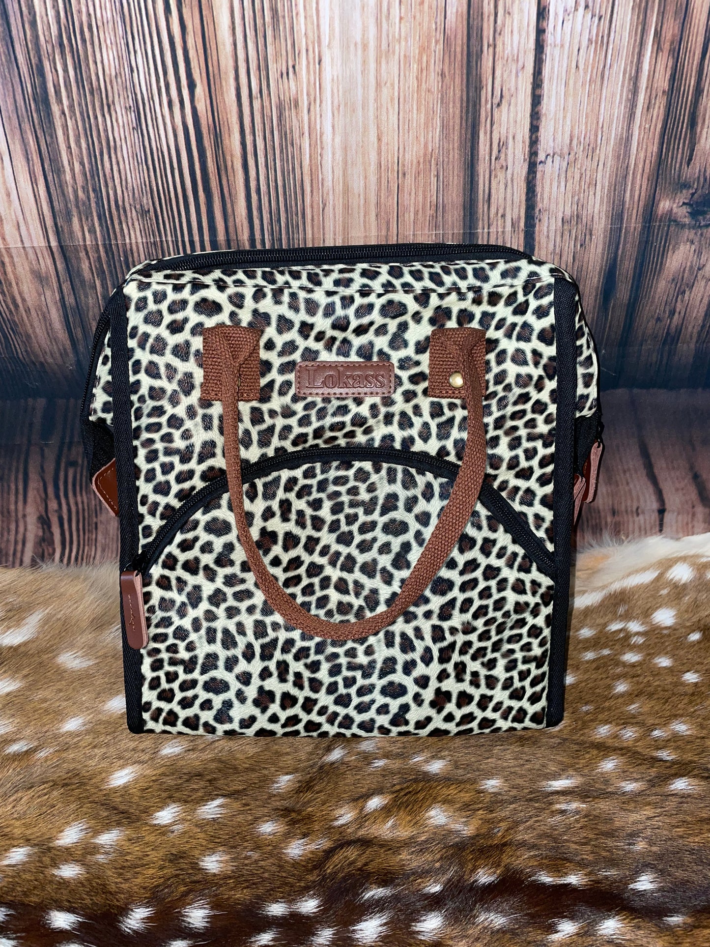 Insulated Lunch Tote - Black Leopard