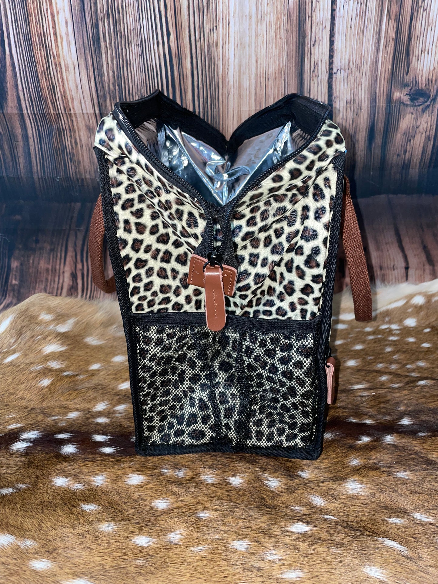 Insulated Lunch Tote - Black Leopard