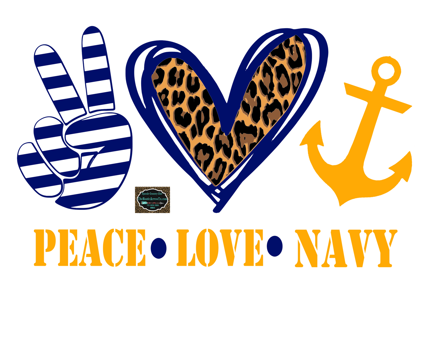 Peace Love Navy Mom Heather Navy Bleached Tee