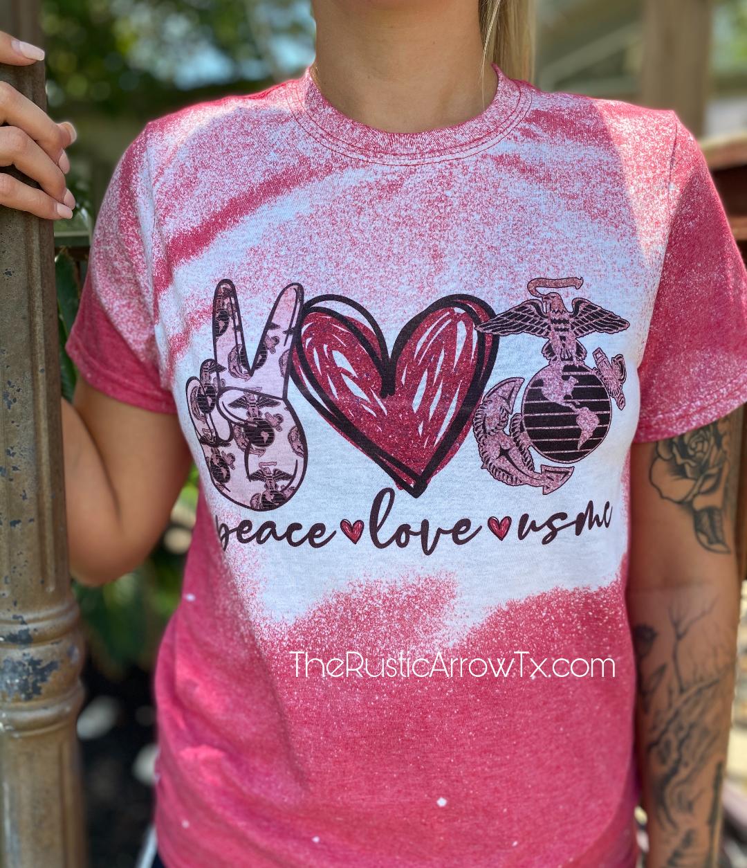 Peace Love USMC Bleached Tee